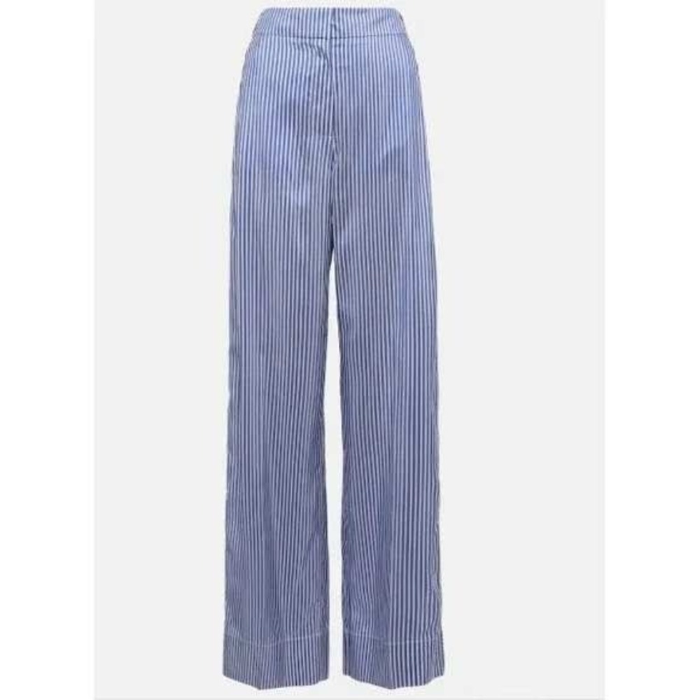Burberry Striped High-Rise Silk Wide-Leg Pants Size‎ 2 New with Tags